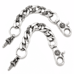 vintage distressed european and american style cross flower lobster buckle long sword accessories hipster versatile fashion keychain