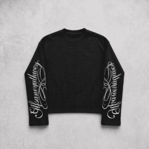 cursive waffle knit long sleeve