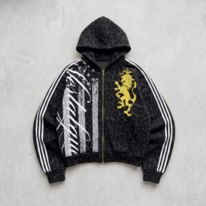 cursive polo style hoodie